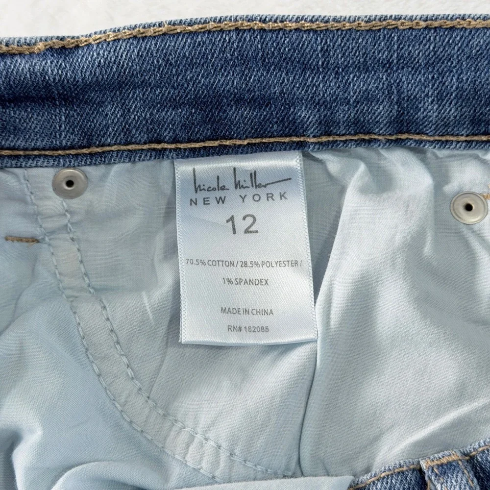 Nicole Miller New York Jeans SOHO High Rise Ankle Skinny Blue Distressed Size 12